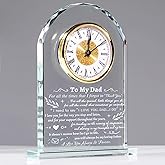 YWHL To My Dad Clock Gifts from Daughter Son, Laser Engraving Glass Clock Gift for Father‘s Day, Birthday Gifts for Dad Who Wants Nothing, Meaningful Keepsake Present for Father (Battery not Included)