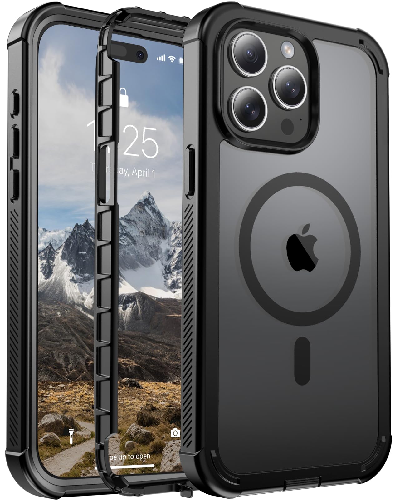 Photo 1 of jaroco for iPhone 15 Pro case, [Compatible with MagSafe][Military Grade Drop Protection][Heavy Duty Protection][Non-Slip][Shockproof] with 2-Layer Durable Bumper Phone Case 6.1''-Black
