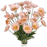 ICBOX Poppy Flowers Artificial,8PCS Champagne Flowers 23.2in Faux Poppies Silk Flowers for Wedding Bouquet Party Table Centerpiece Arrangement Home Decor(Champagne)