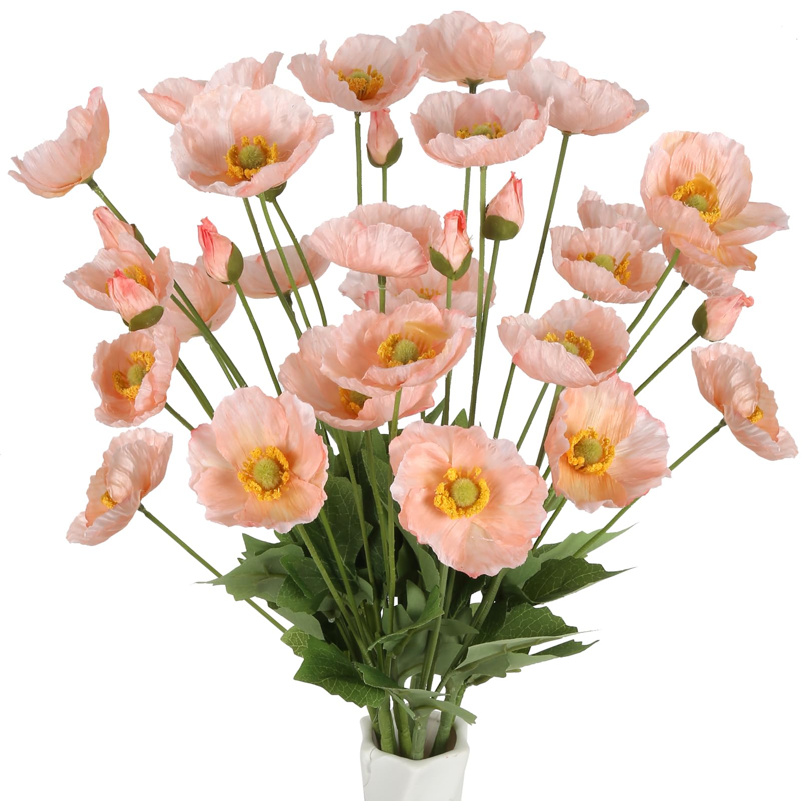 Photo 1 of ICBOX Poppy Flowers Artificial,8PCS Champagne Flowers 23.2in Faux Poppies Silk Flowers for Wedding Bouquet Party Table Centerpiece Arrangement Home Decor(Champagne)