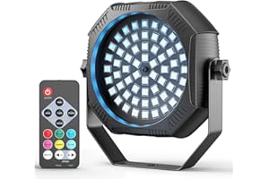 DazzlingStage Rechargeable Strobe Lights, 60 LED RGB Mini Stage Lights, 30W Battery Powered Strobe with Remote & Sound- Activated Control Mode, LED Par Can for Party Home Halloween Bars