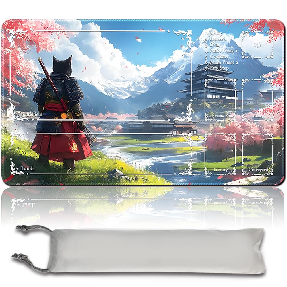 MTG Play Mat MTG PlayMat 60 cm x 35 cm, Original Art, Non-Slip TCG Play Mat with Rubber Base and Stitched Edges, Commander TCG Rollable & Foldable Card Mat (with Zone, mtg48-6)