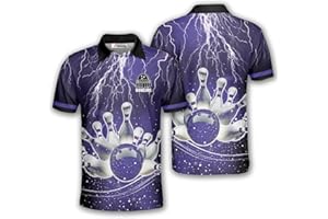 PRIMESTY Bowling Shirts Gift for Bowling Lover, Bowling Shirt for Men Women Polo Team 3D Unisex Jersey Short Sleeve Funny