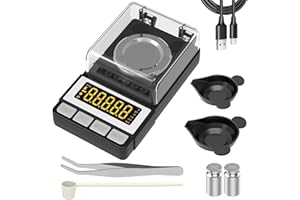 WEIGHTMAN Milligram Scale 50g / 0.001g, Reloading Scale with 2X 20g Calibration Weight, High Precision Jewelry Scale with Lar
