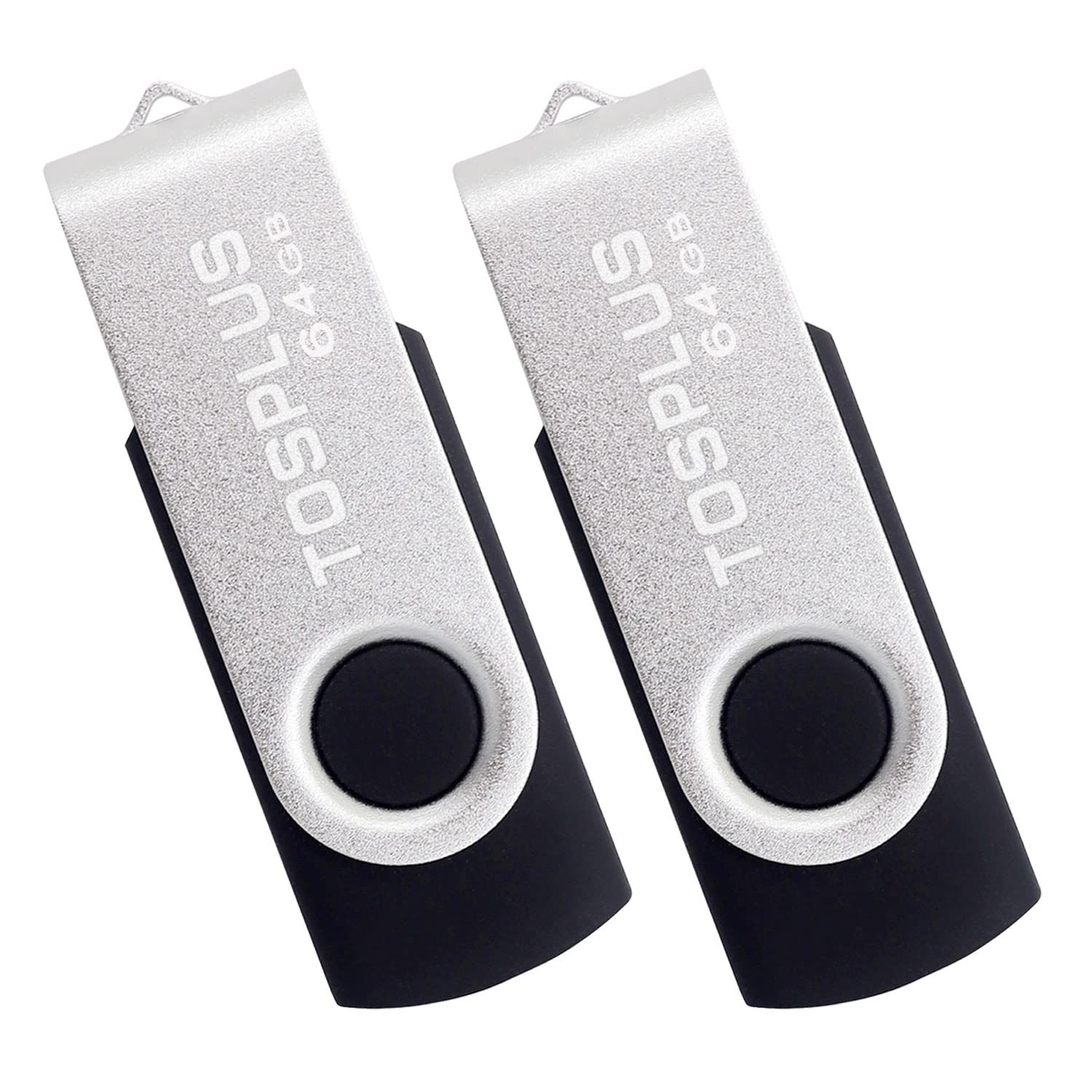 TOSPLUS USB 2.0 Flash Drive 64GB Thumb Drives Memory Stick Jump Drive Zip Drive 2Pack 64GB Black