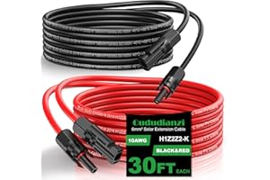 Oududianzi Solar Extension Cable 30Ft 10AWG, Solar Wire, 10 Gauge Tinned Copper PV Wire, Solar Panel Cables with Waterproof Male and Female Connectors for Home Boat RV Solar Photovoltaic Systems