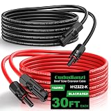 Oududianzi Solar Extension Cable 30Ft 10AWG, Solar Wire, 10 Gauge Tinned Copper PV Wire, Solar Panel Cables with Waterproof Male and Female Connectors for Home Boat RV Solar Photovoltaic Systems