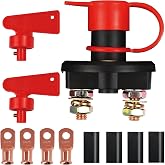GOGONFLY Battery Disconnect Switch, DC 12V 24V Battery Master Isolator Cut Off Power Kill Switch for Marine Car Boat RV ATV Auto Truck Vehicle, with 2 Waterproof Key, 4 Copper Ring Terminals