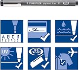 Staedtler 308 SB6P Pigment Liner Fineliner Set 4 + 2 Free Black view 5