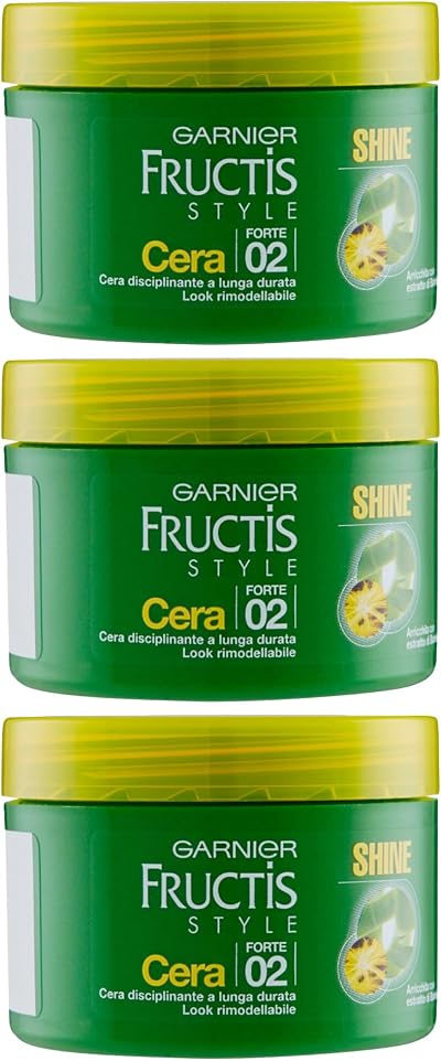 Garnier Fructis Disciplining Hair Wax Strong Hold Shine Bamboo 24H 3 Jars 70ml
