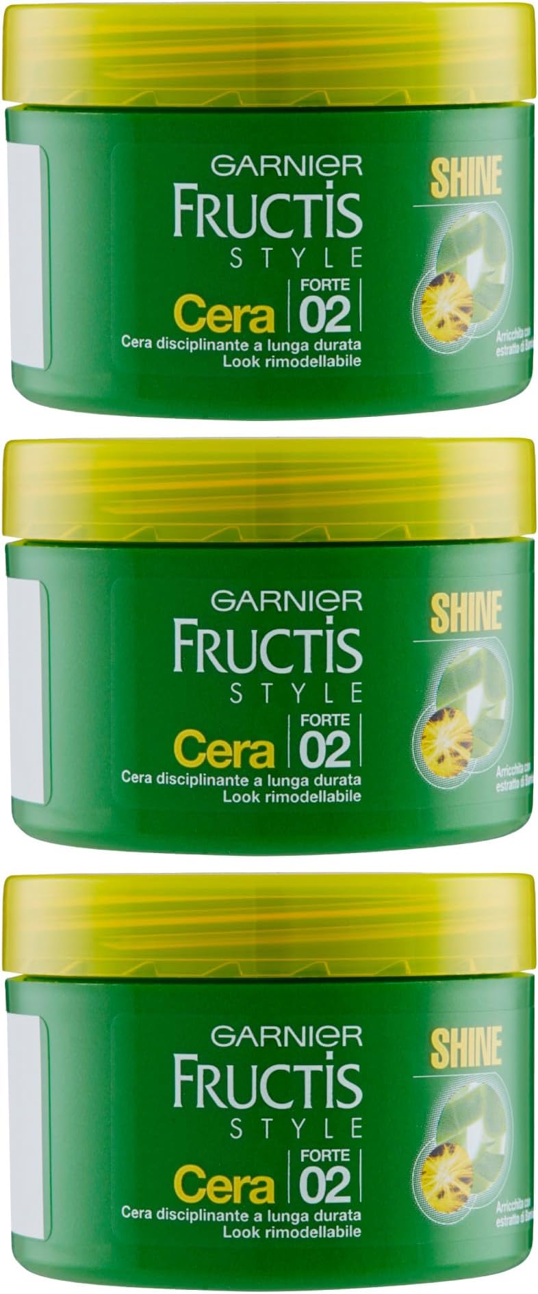 Garnier Fructis Disciplining Hair Wax Strong Hold Shine Bamboo 24H 3 Jars 70ml
