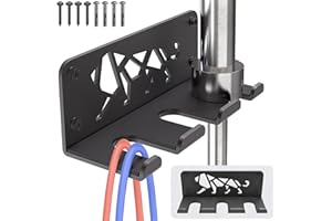 Kipika Versatile Wall Mounted Barbell Holder with Hooks Storage Rack for Barbell Bars Holds Under 33mm Bar Size and Fitness A