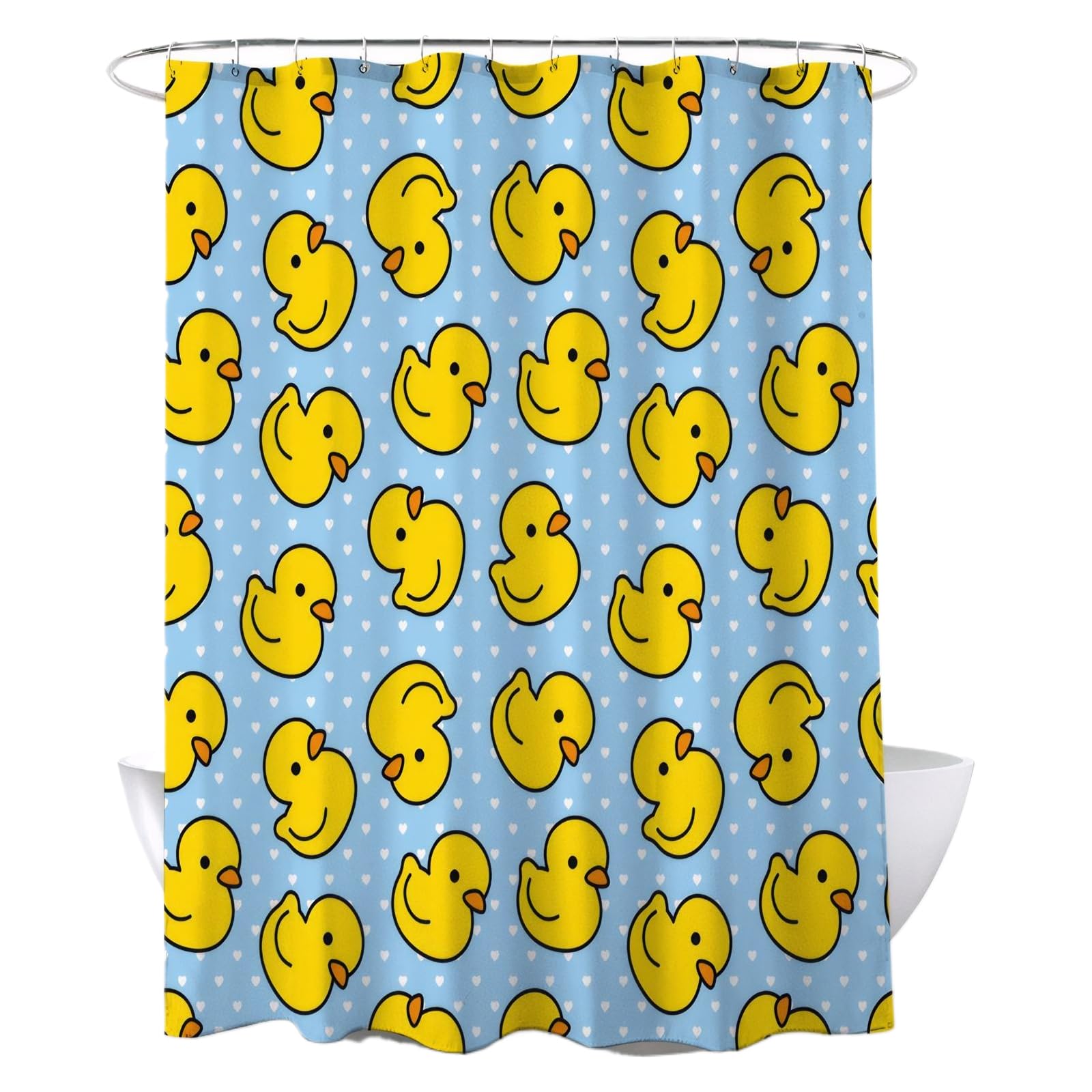 YILANJIN Shower Curtain for Bathroom, Cute Duck Shower Curtain Waterproof, Yellow Rubber Duck Bath Curtain, Anti Mould Proof Resistant, for Home and Hotel Bathroom Decor, 120 * 180cm