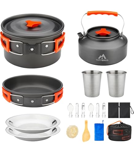 Set Ustensiles Cuisine Camping 15 Pièces - Équipement Complet Pour Randonnée Et RV