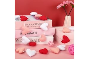 Whaline 8.2Ft Valentine's Day Heart Felt Garland Banner Red Pink White 3D Heart Shape Garland Valentines Decorative Romantic Hanging Ornaments for Wedding Anniversary Birthday Party Sweet Home Decor