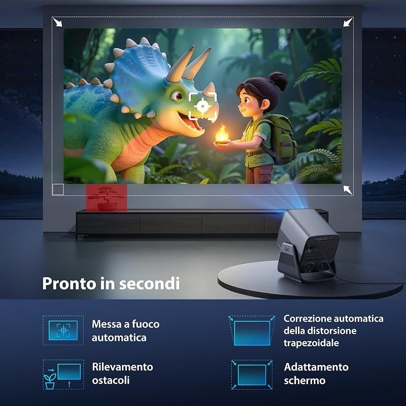 Proiettore 1080P HDR10+, Memoria 32 GB【App integrate】