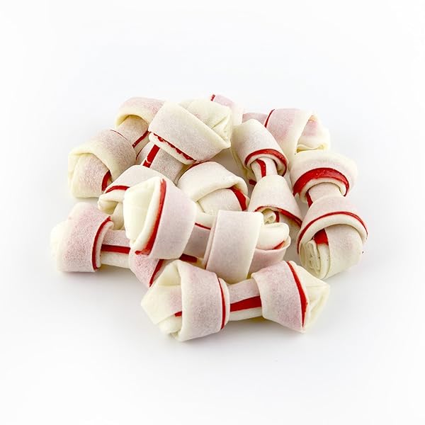 DINGO 95014 MINI BONES, RAWHIDE FOR SMALL/TOY DOGS, RED,14-COUNT