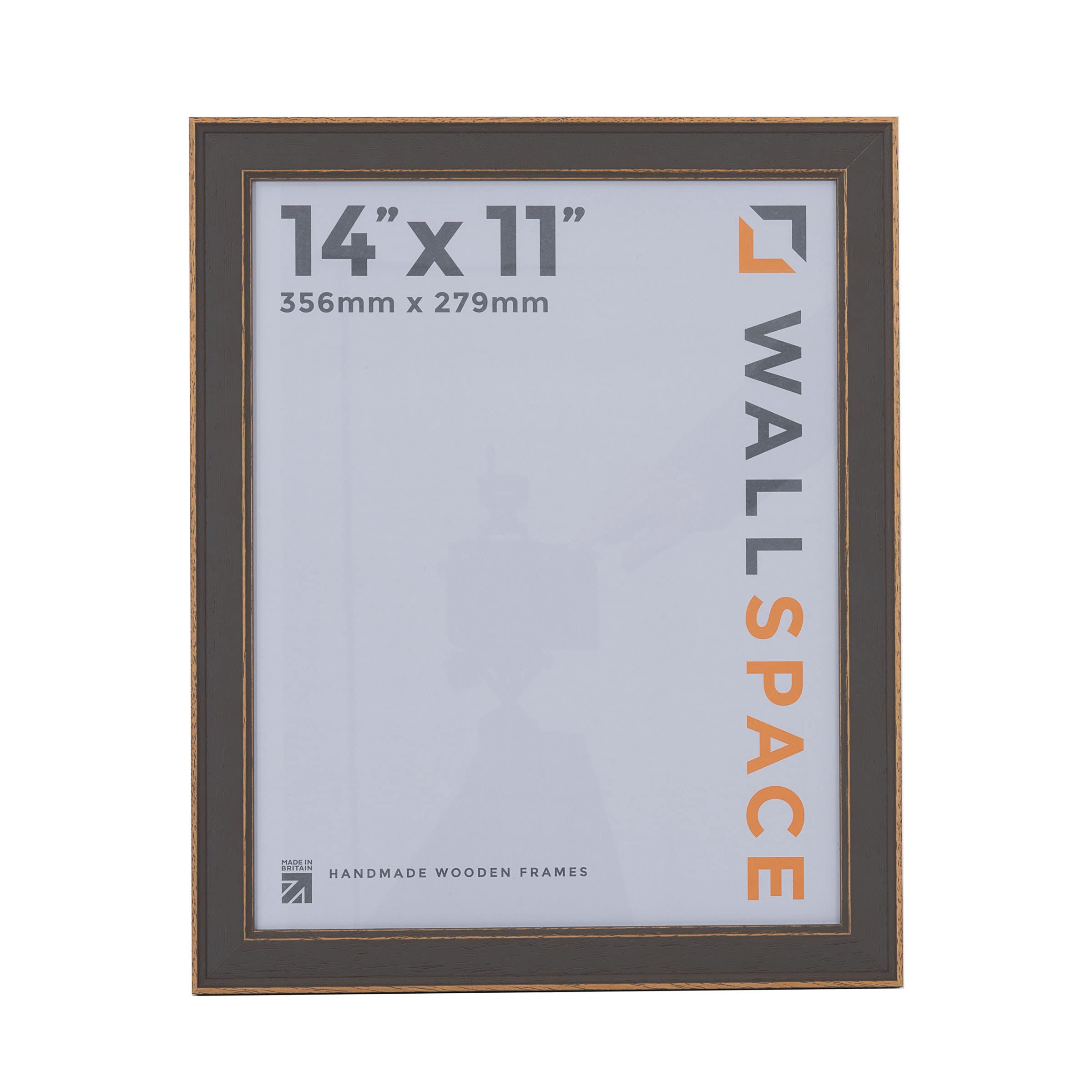 Wall Space Shabby Chic 14x11 Grey Picture Frame | Grey 11x14 Photo Frame | 14 x 11 inch | 356x279mm | 35.6x27.9cm | Solid Wood Wooden with Real Glass | Handmade in UK — image 1