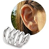 MiYa Jewelry Handmade Single Band Adjustable Ear Cuff, Sterling Silver Clip On Non Piercing Huggie Earrings for Women, Modern Minimalist Dainty Fake Ear Cartilage Clips