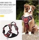 HEELE Reflective Dog Harness with Padded Handle Control XL Red Checkered view 5