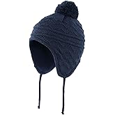 Connectyle Toddler Boys Girls Beanie Hat Fleece Lined Knit Kids Hat with Ear Flaps Warm Winter Hat Acrylic Watch Hat