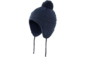 Connectyle Toddler Boys Girls Beanie Hat Fleece Lined Knit Kids Hat with Ear Flaps Warm Winter Hat Acrylic Watch Hat