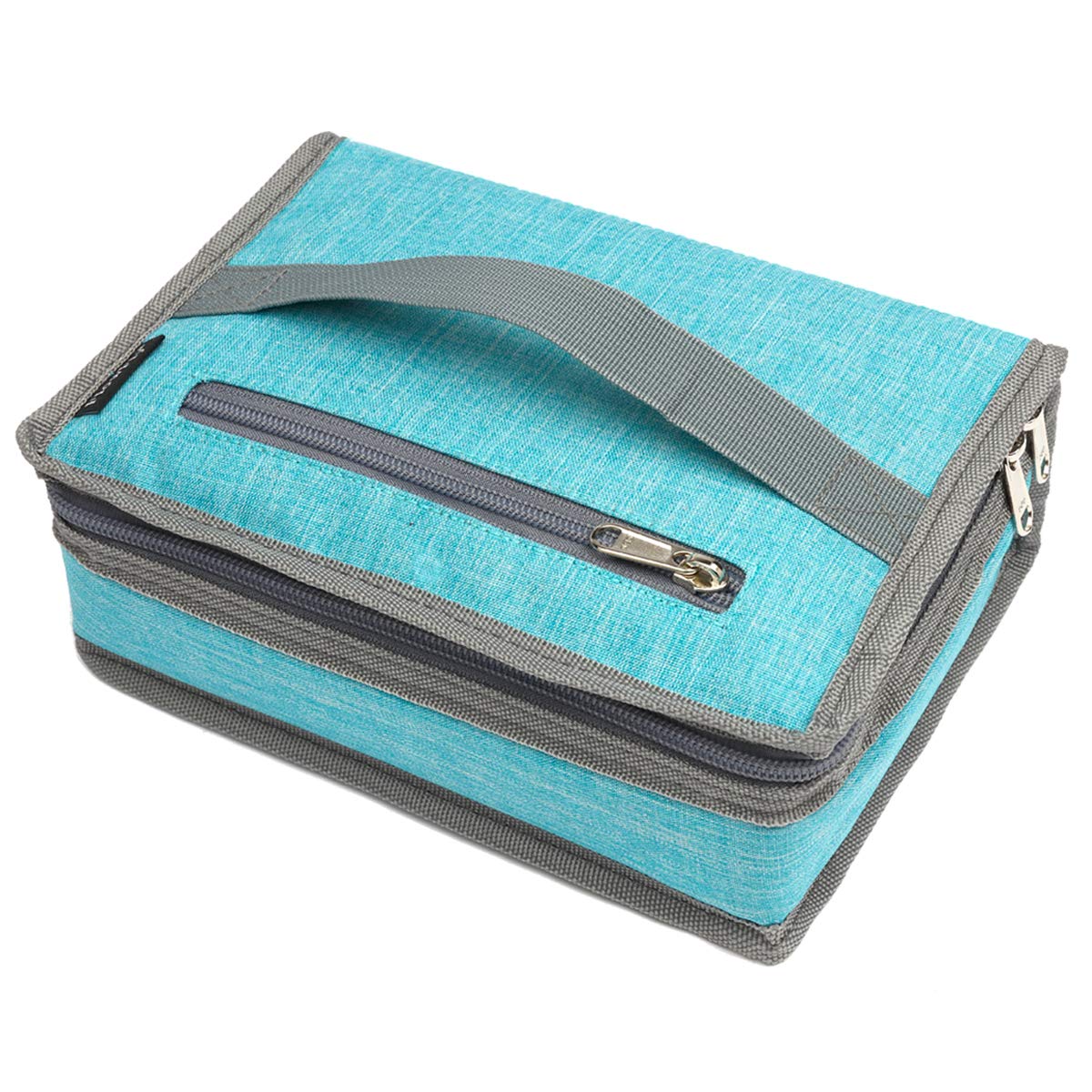 Photo 1 of FlowFly Small Insulated Lunch box Portable Soft Bag Mini Cooler Thermal Meal Tote Kit with Handle for Work & School, Sea Blue