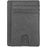 AGBIADD Slim Minimalist Front Pocket RFID Blocking Leather Wallets for Men Women Medium Size (Faux Leather, Cross pattern black)