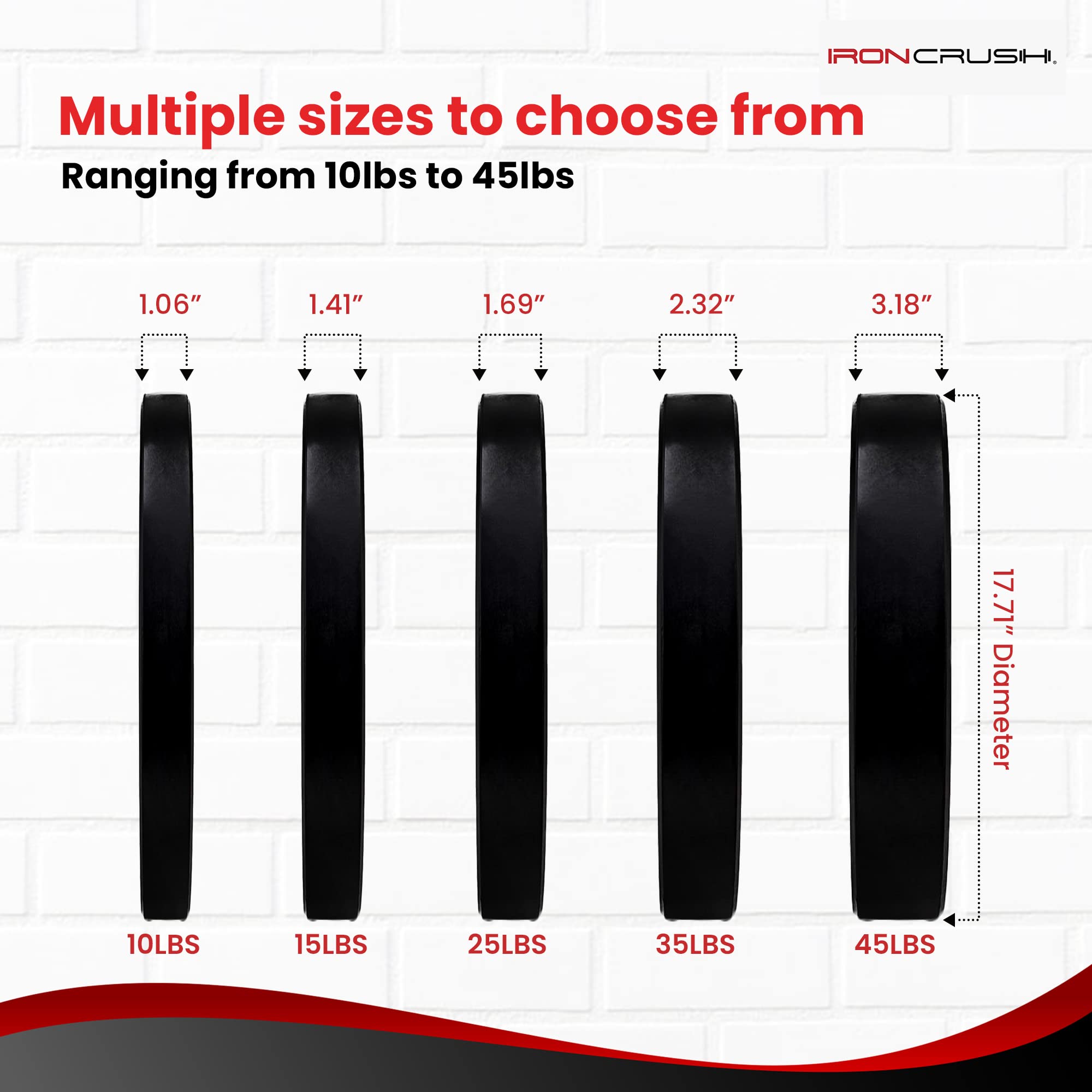 Iron Crush Olympic Bumper Plates Set Virgin Rubber Weights for