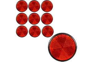 LKAHG 10 Pack Round Reflector, 2 Inch 60mm Reflective Warning Reflector, M6 Screw Mount, High Visibility Safety Side Marker for Motorcycle Bike, Trailer, Truck, Boat, Mailbox