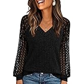 AUTOMET Women Summer Tops Spring Fashion 2026 Lace Long Sleeve Shirts Fall Sweaters Dressy Casual Tunic Blouse Work Clothing
