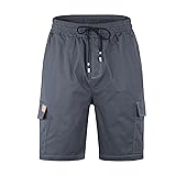 Mens Casual Twill Cargo Shorts Cotton Drawstring
