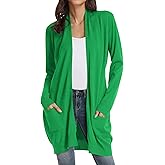 GRACE KARIN Women's Long Cardigan Sweater Open Front Classic Knitted Lightweight Sweater Coat with Pockets