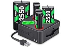 EXTREMECOOL Charger for Xbox One Controller Battery Pack, 4X 2550mAh Xbox 1 Rechargeable Battery Packs Charging Station, Xbox One Battery Charger Accessories Kit for Xbox Series X|S/One S|X/One Elite Controllers