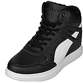 CALTO Men's Invisible Height Increasing Elevator Shoes - Black Leather Lace-up High-top Fashion Sneakers - 3.8 Inches Taller - H71901 - Size 8 D(M) US