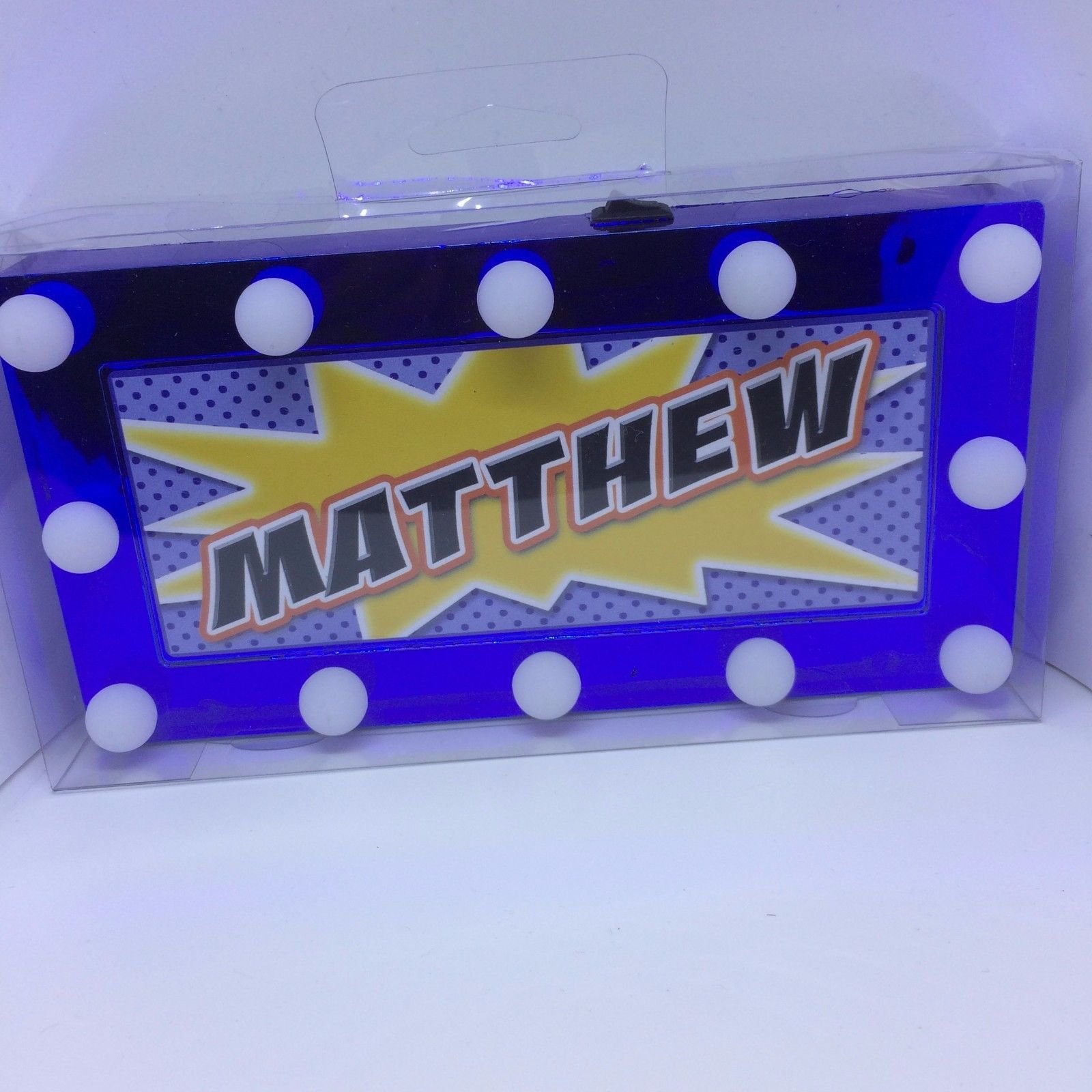 MATTHEW Childrens LED Personalised Name In Lights room Sign