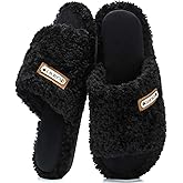 GOEWY Fuzzy Open-Toe Slippers for Women,Memory Foam Indoor and Outdoor Womens Slippers,Anti-Slip House Shoes Slip On Gifts for Women Her Mom