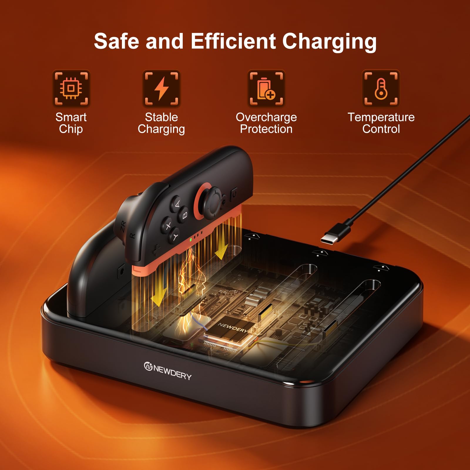[Für Switch 1/2] NEWDERY 8-in-1-Ladestation für JoyCon 2 & 1 5