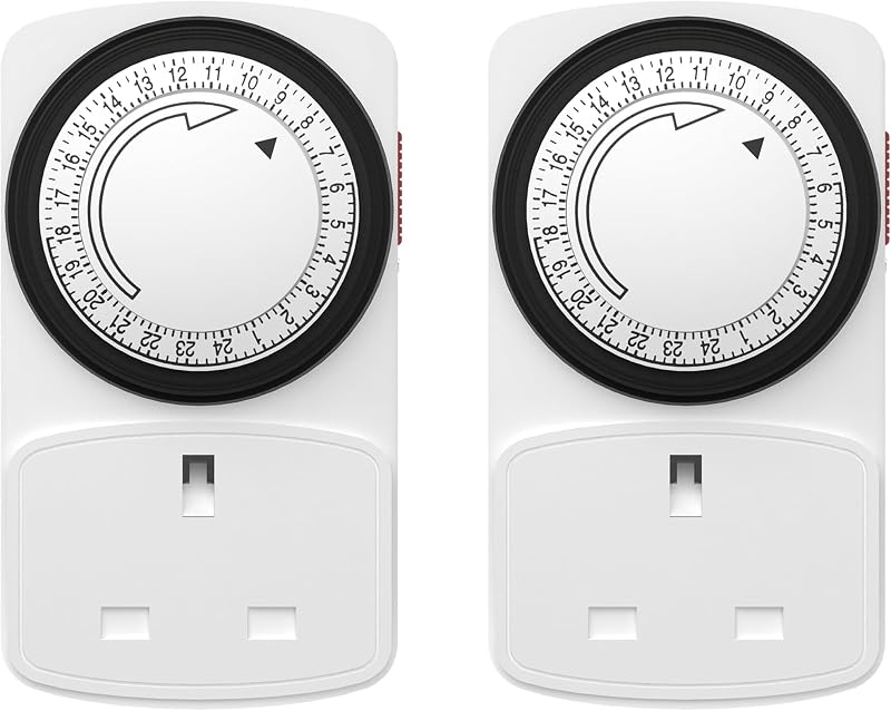 HBN Plug Timer Socket UK Programmable Segment 48 Daily Timers 2 Pack