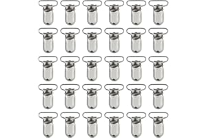 25pcs 1" Pacifier Suspender Clips, Marrywindix Pacifier Clips for Making Pacifier Holders Bib Clips Toy Holder Silver