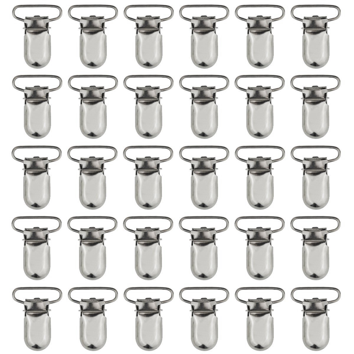 Photo 1 of 25pcs 1" Pacifier Suspender Clips, Marrywindix Pacifier Clips for Making Pacifier Holders Bib Clips Toy Holder Silver