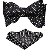 HISDERN Bow Ties for Men Polka Dot Selftie Bowtie and Pocket Square Classic Business Tuxedo Wedding Bowties Handkerchief