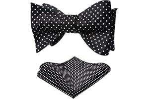 HISDERN Bow Ties for Men Polka Dots Self-Tie Bow Tie and Pocket Square Classic Business Tuxedo Wedding Bowties Handkerchief