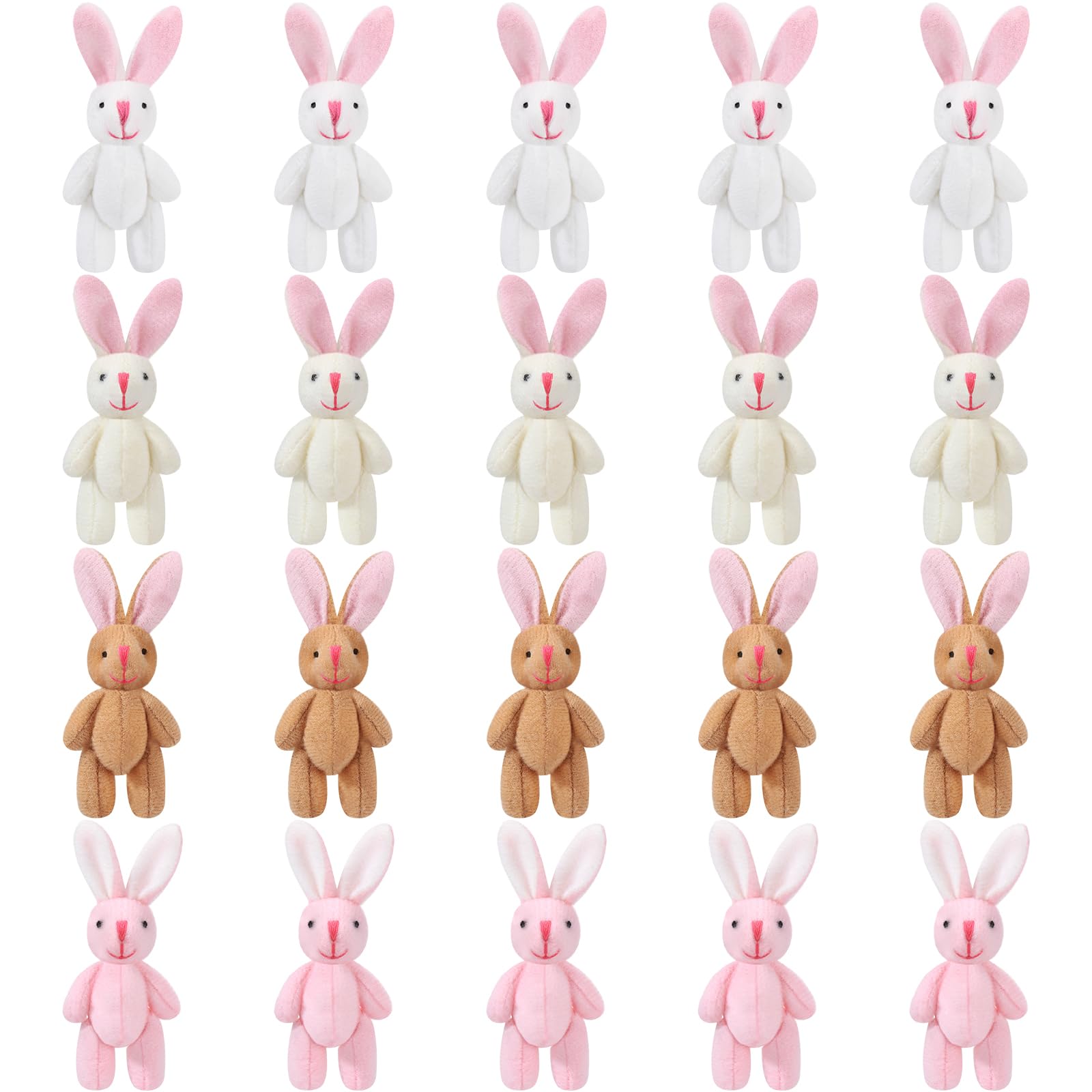 Photo 1 of 20 Pieces Easter Mini Plush Rabbit Tiny Joint Bunny 2.4 Inch Small Rabbit Doll Soft Bunny Stuffed Animal Toys for Birthday Cake Wedding Decorations Party Favors(Short Plush Style)