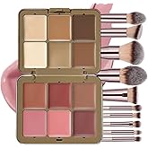 JasCherry 12 Colors Makeup Palette & Brush Set, Professional Eyeshadow, Blush, Highlighter, Contour Kit with 10 Champagne Gold Brushes, Cruelty-Free, Vegan, Travel-Friendly, for Beginners Pros
