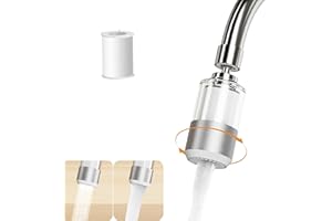 Dreamwills Sink Faucet Water Filter, 360 ° Rotating | 2 Mode Splash, Certified Reduce 99% Contaminants, Hard Tap Water Softener for Kitchen/Bathroom/Skin Care (2pcs PP Cotton) ＆ (6 Threaded Adapters)