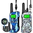 Inspireyes Walkie Talkies for Kids Rechargeable, 48 Hours Working Time 2 Way Radio Long Range, Outdoor Camping Games Toy Birthday Xmas Gift for Boys Age 5 6 8-12 3-5 Girls, 2 Pack Camo with Compass