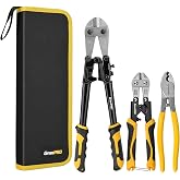 GRENPRO 3-Piece Bolt Cutter Pliers Set, 14", 8" Mini &amp; 8" Wire Cutters | Heavy Duty Cr-V Blades, Ergonomic Handle &amp; Carrying Bag, for Locks, Bolts, Steel Wire, Chains, Metal Craft &amp; Maintenance