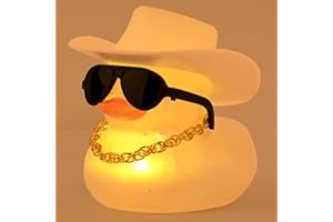 wonuu Cowboy Hat Rubber Duck with Light Transparent Glowing Rubber Ducks Car Ornament Dashboard Home Decoration Birthday Gift