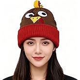 Ankelesz Turkey Pom Pom Beanie Hat Thanksgiving Funny Beanie Turkey Hat Knitted Cap for Men Women